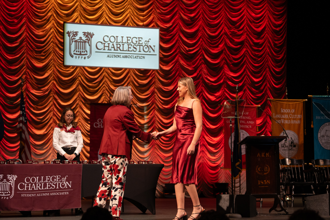 student receives ring before graduation at the Sottile Theater 