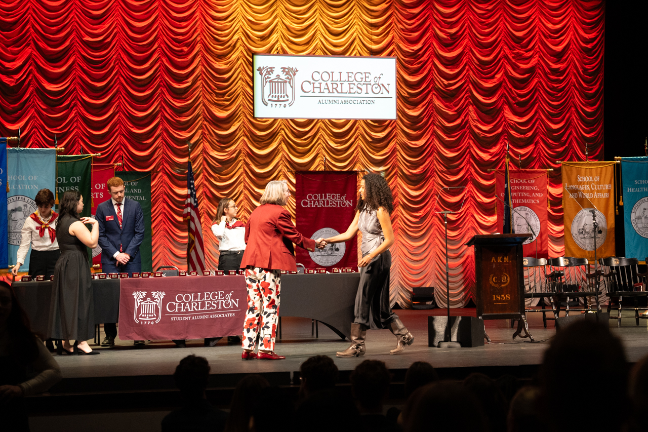 student receives ring before graduation at the Sottile Theater