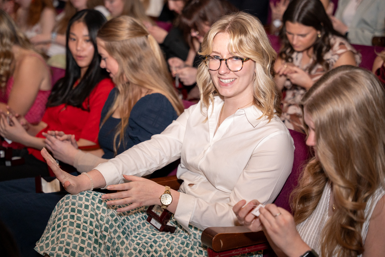 student receives ring before graduation at the Sottile Theatre 