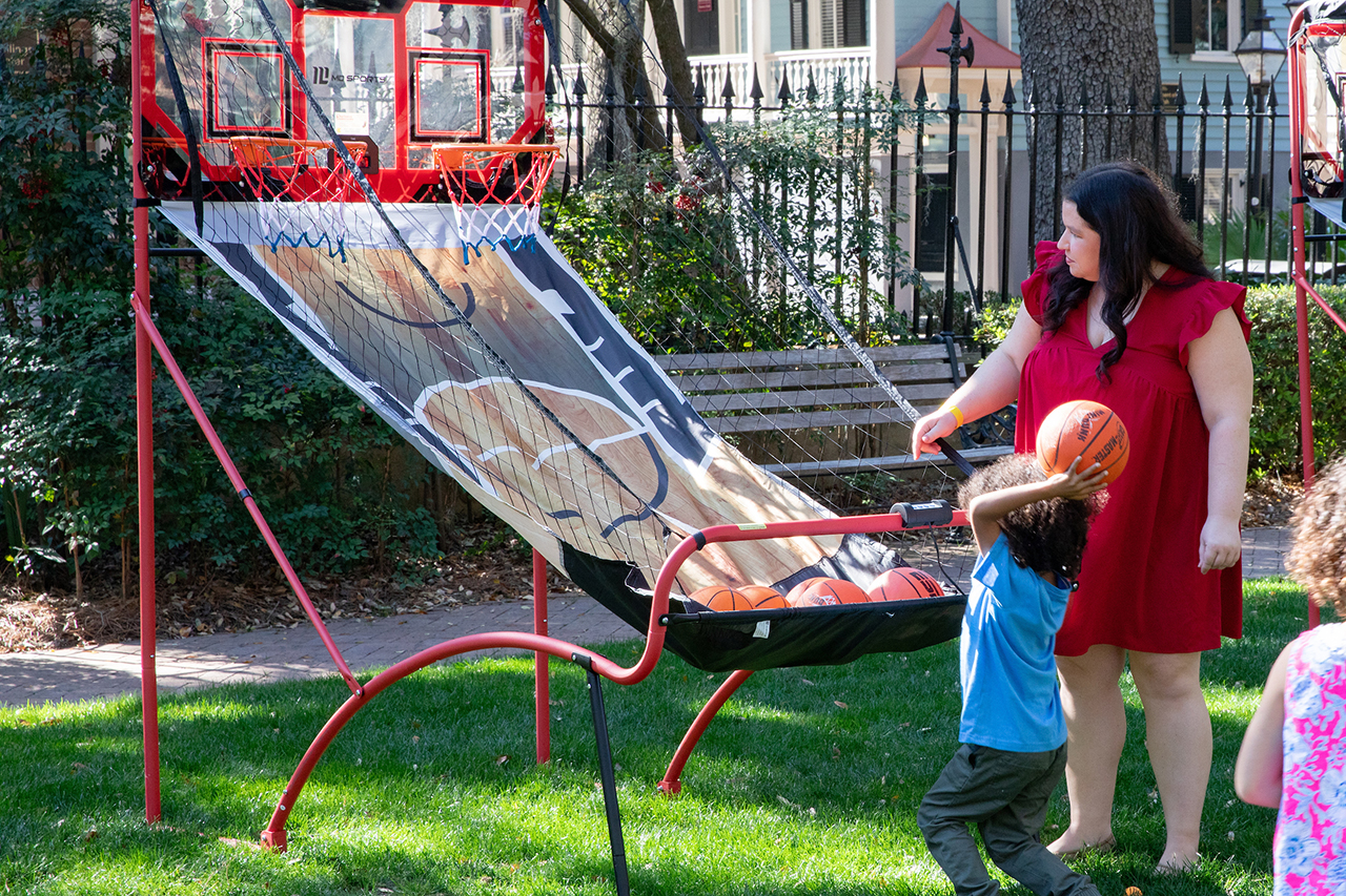 Games and other activities were set up for attendees of the Cougar Tailgate Party in the Cistern.