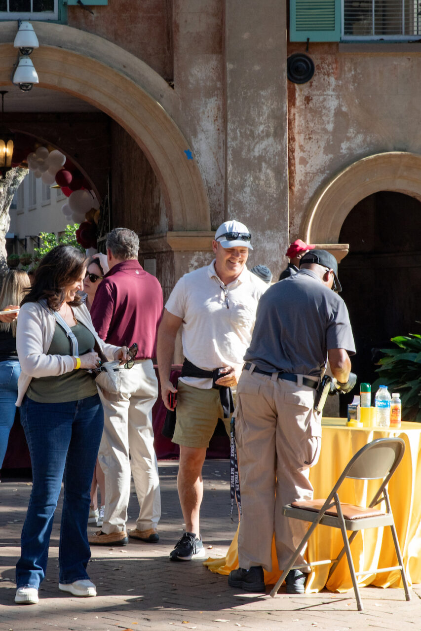 Guests of the Cougar Tailgate Party enjoy the food and atmosphere of the tailgate in the Cistern before the final Men's Basketball game of the 2025 season.