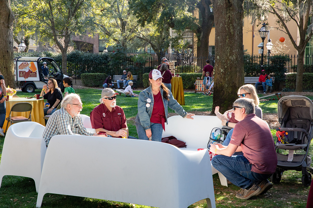 Games and other activities were set up for attendees of the Cougar Tailgate Party in the Cistern.