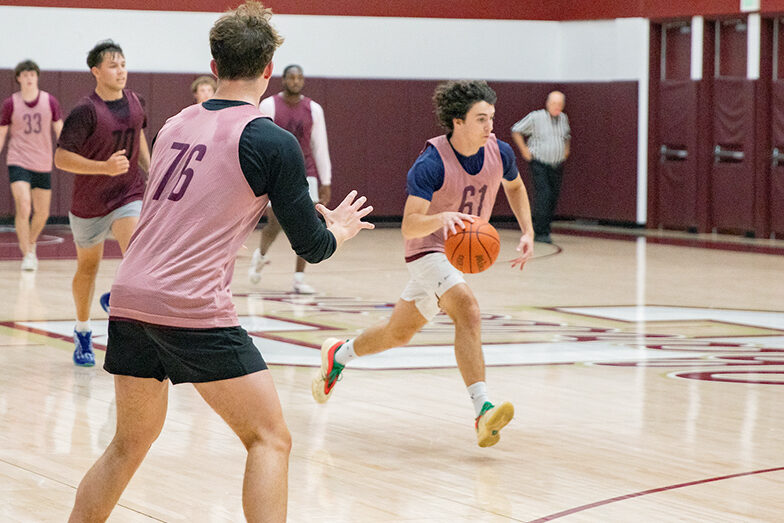 Intramural Men's Basketball game in Practice courts in Johnson center gym.