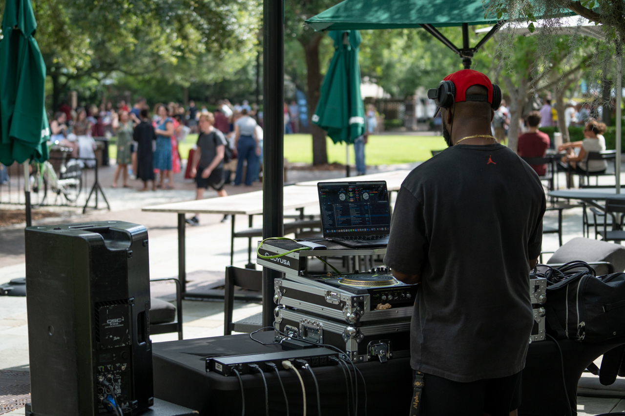 dj at the new student orientation 