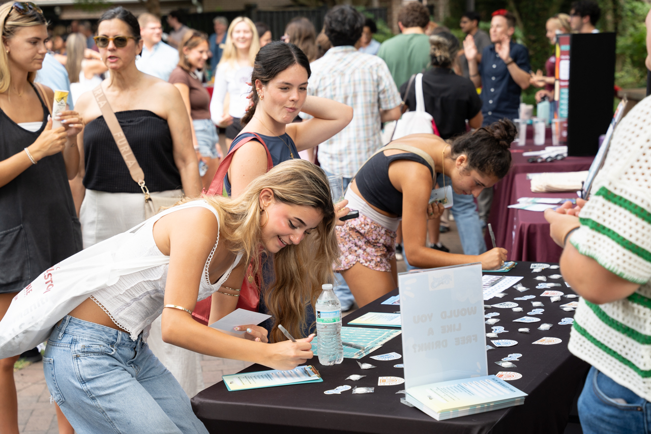 new students gather on Rivers Green to learn more about their upcoming year