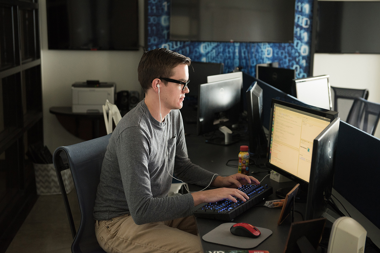 student alone with computer