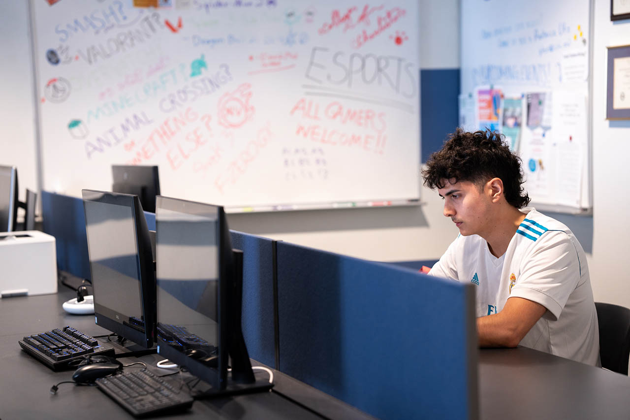 student working alone on computer