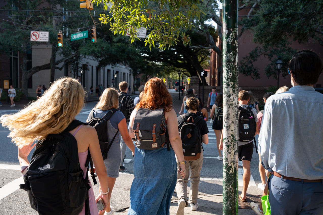 walking to class 