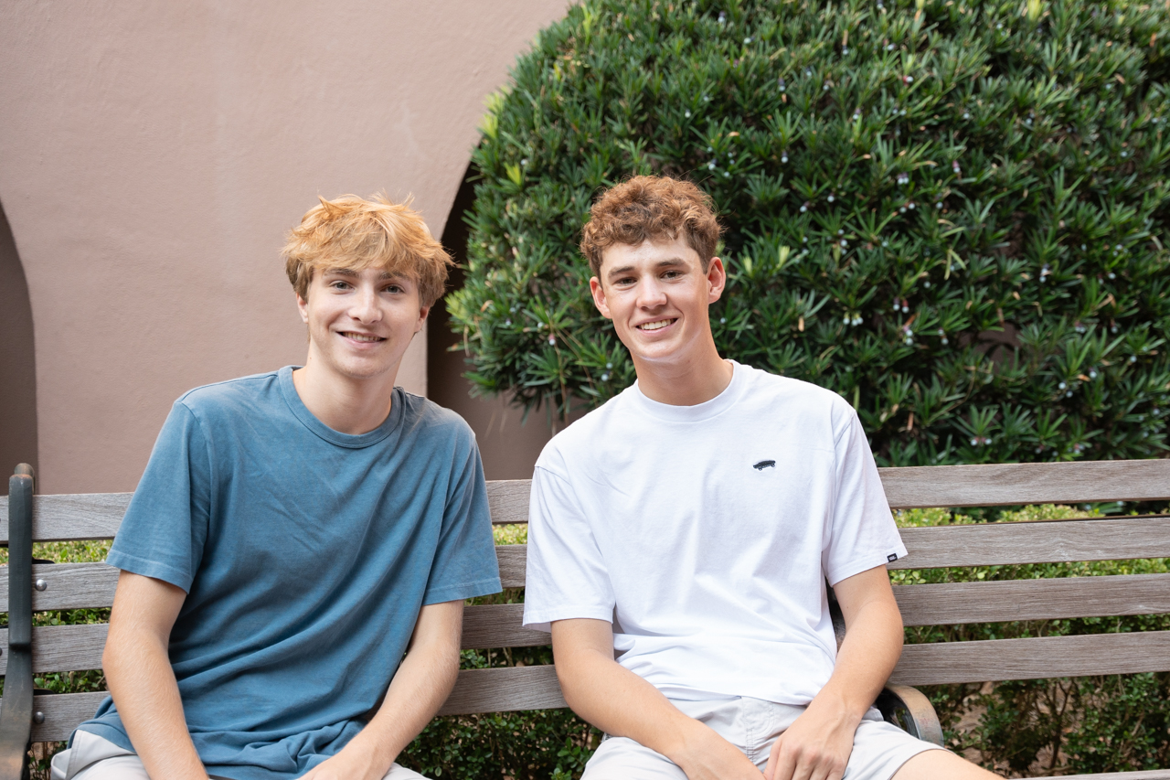 friends pose on the first day of school 