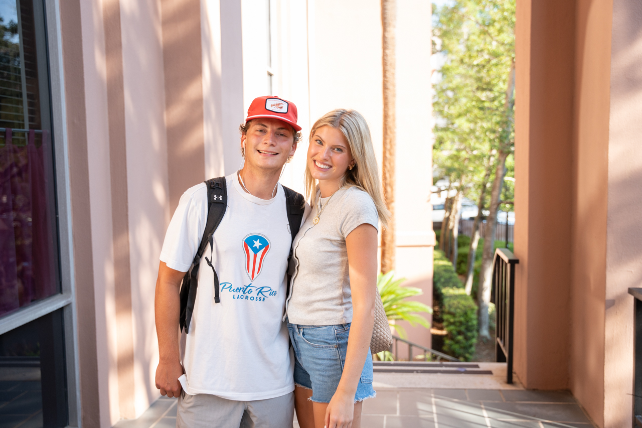 students pose on the first day of school 