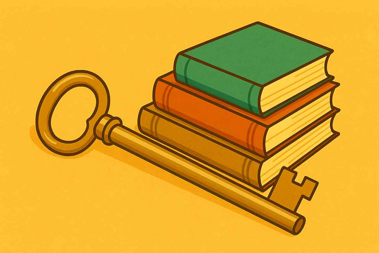 illustration of key and books