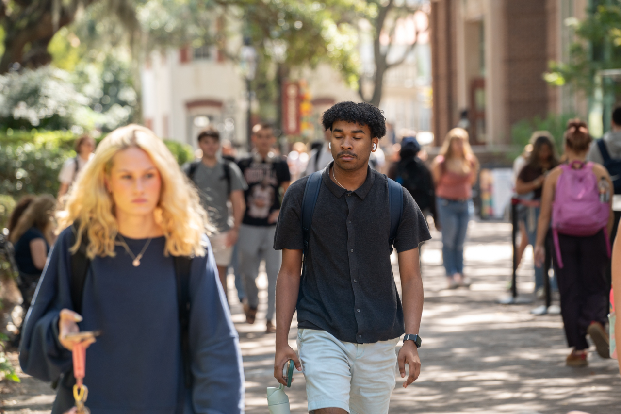walking on campus
