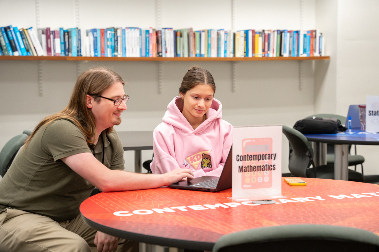 student gets math help at the Center for Student Learning