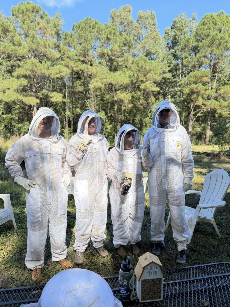 College of Charleston Board of Trustees members joined the Environmental and Sustainability Studies Program at Stono Preserve Student Garden for an immersive beekeeping experience! They suited up, stepped out of their comfort zones, and learned all about hive management, the College’s Sustainable Agriculture Program, and the incredible impact this work has on our students and community.