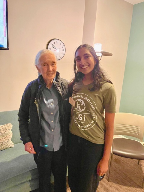 Jane Goodall with Ayushi Gaur