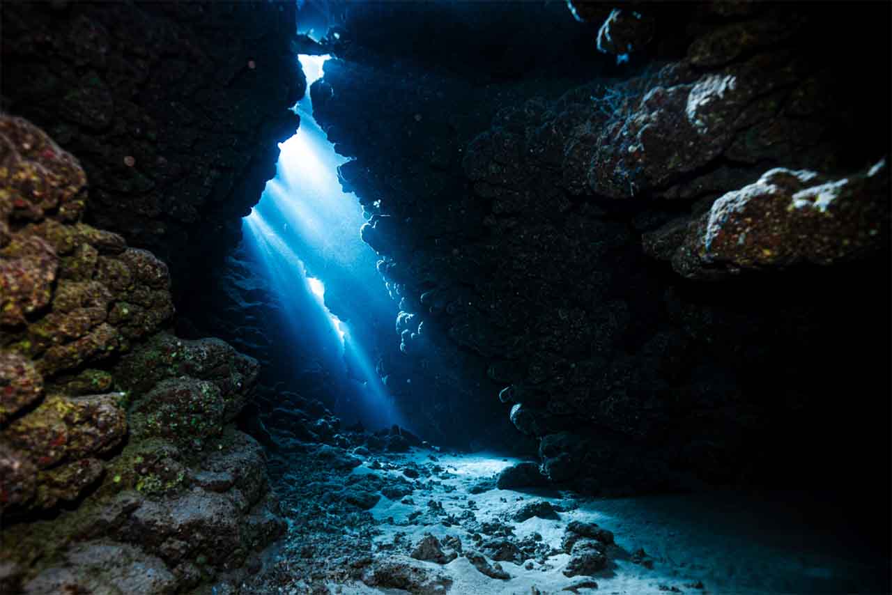 sunbeam under water