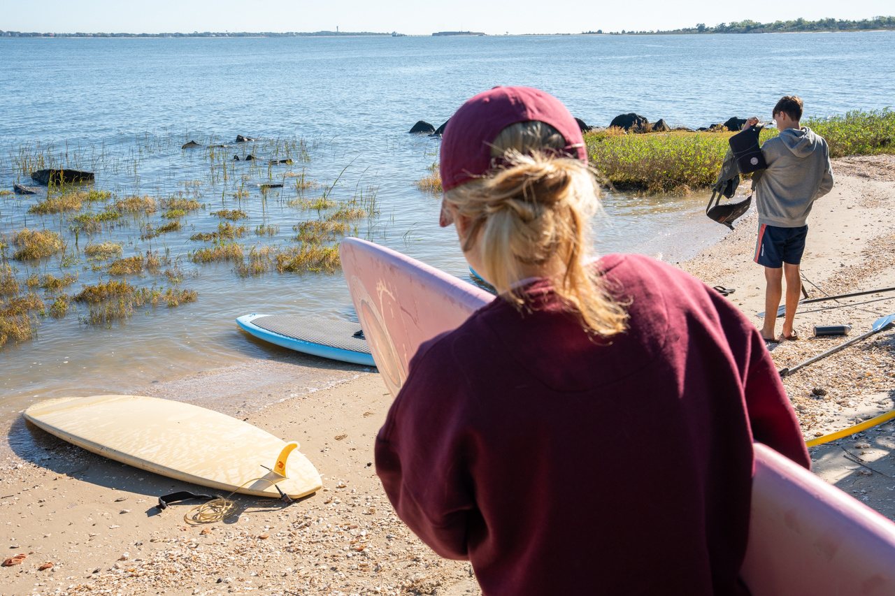 College of Charleston's Paddleboard Class in Charleston Harbor