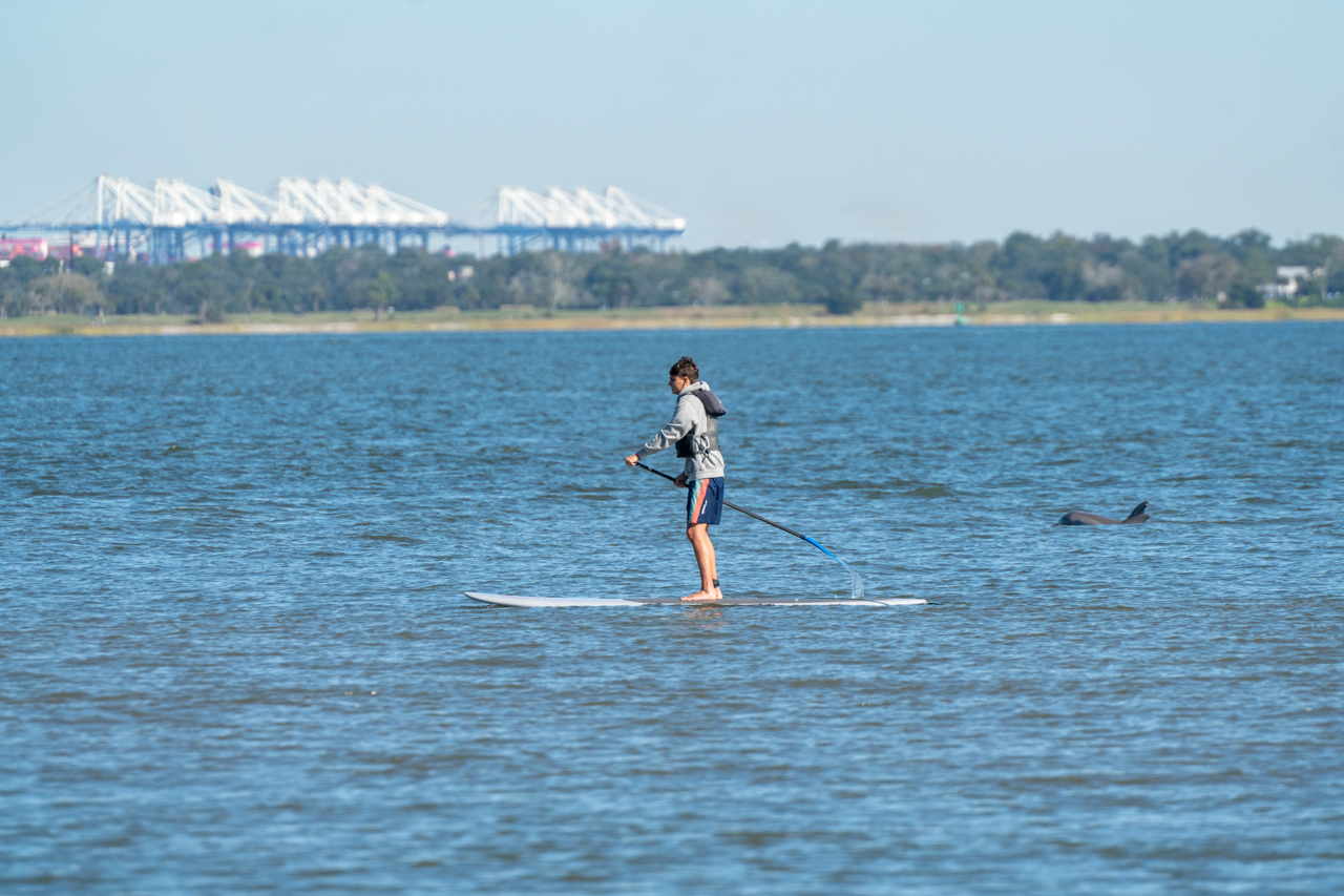 College of Charleston's Paddleboard Class in Charleston Harbor
