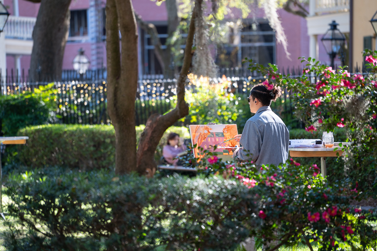 painting in the cistern on a beautiful fall day