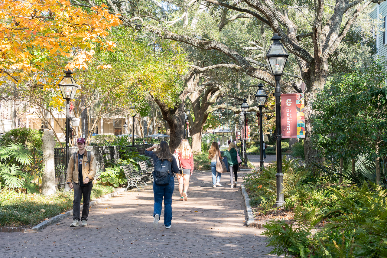 walking to class in the fall