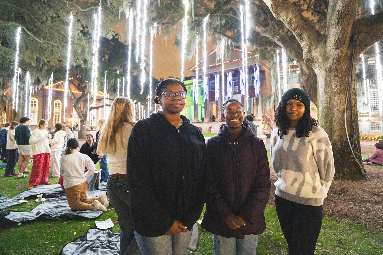students enjoying the Cougar Night Lights in December