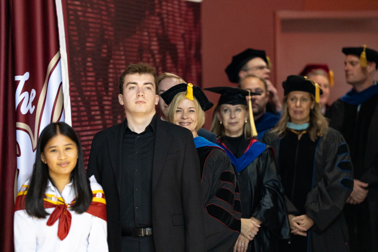 Alicia Caldwell lines up at graduation
