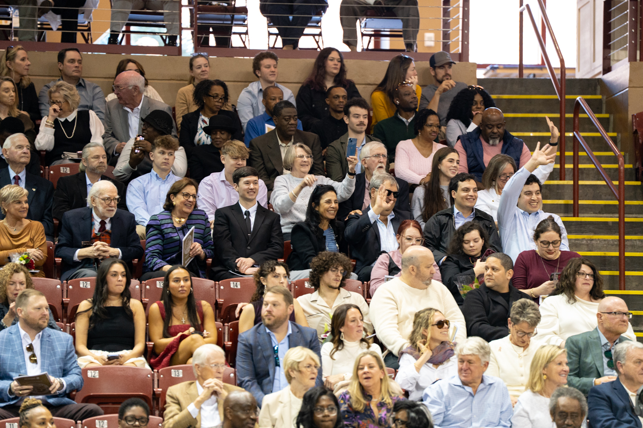 photograph of large crowd at winter commencment