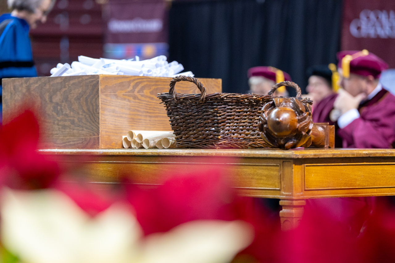 diplomas on the table at graduation
