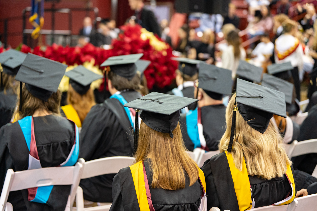 back of caps at graduation 