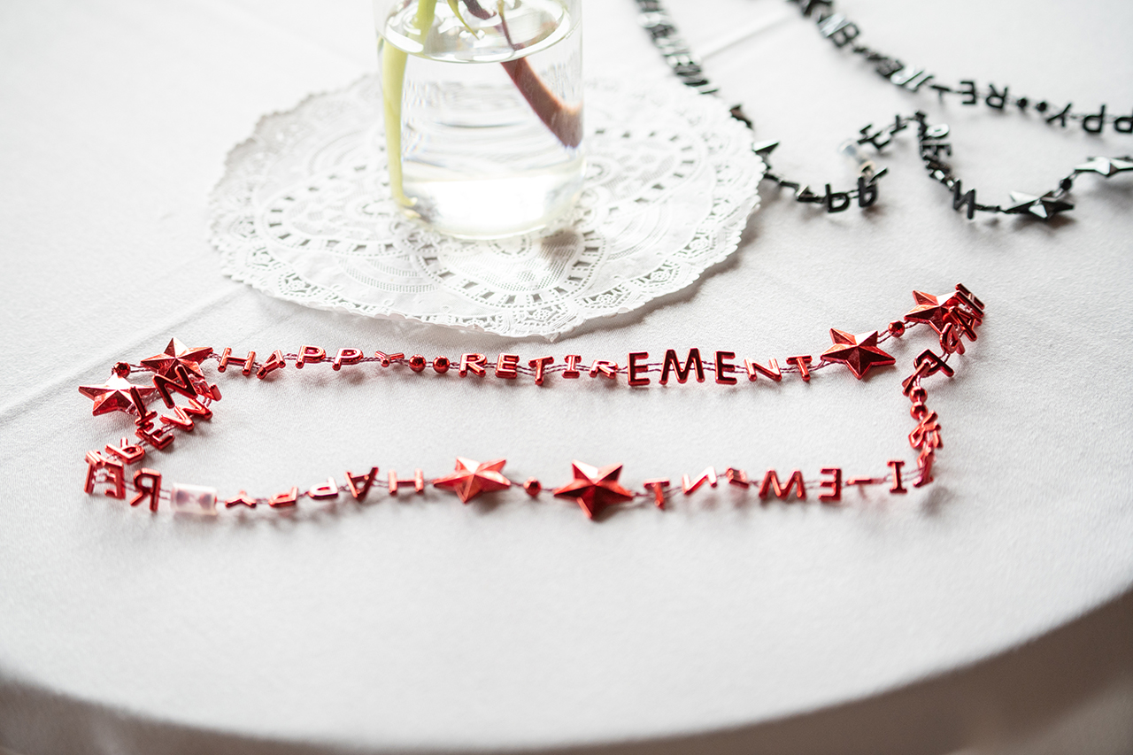 two beaded necklaces with the words Happy Retirement