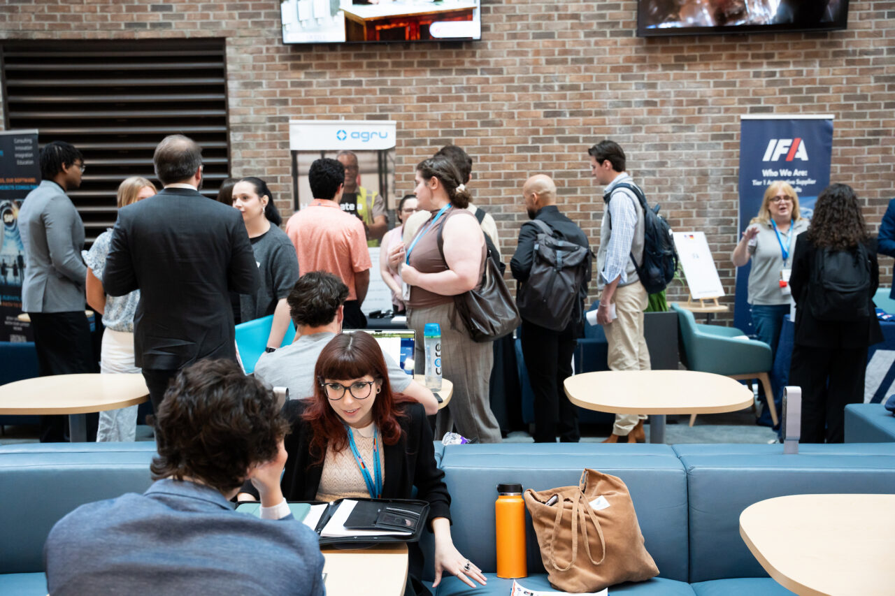 overview of job expo in business school lobby