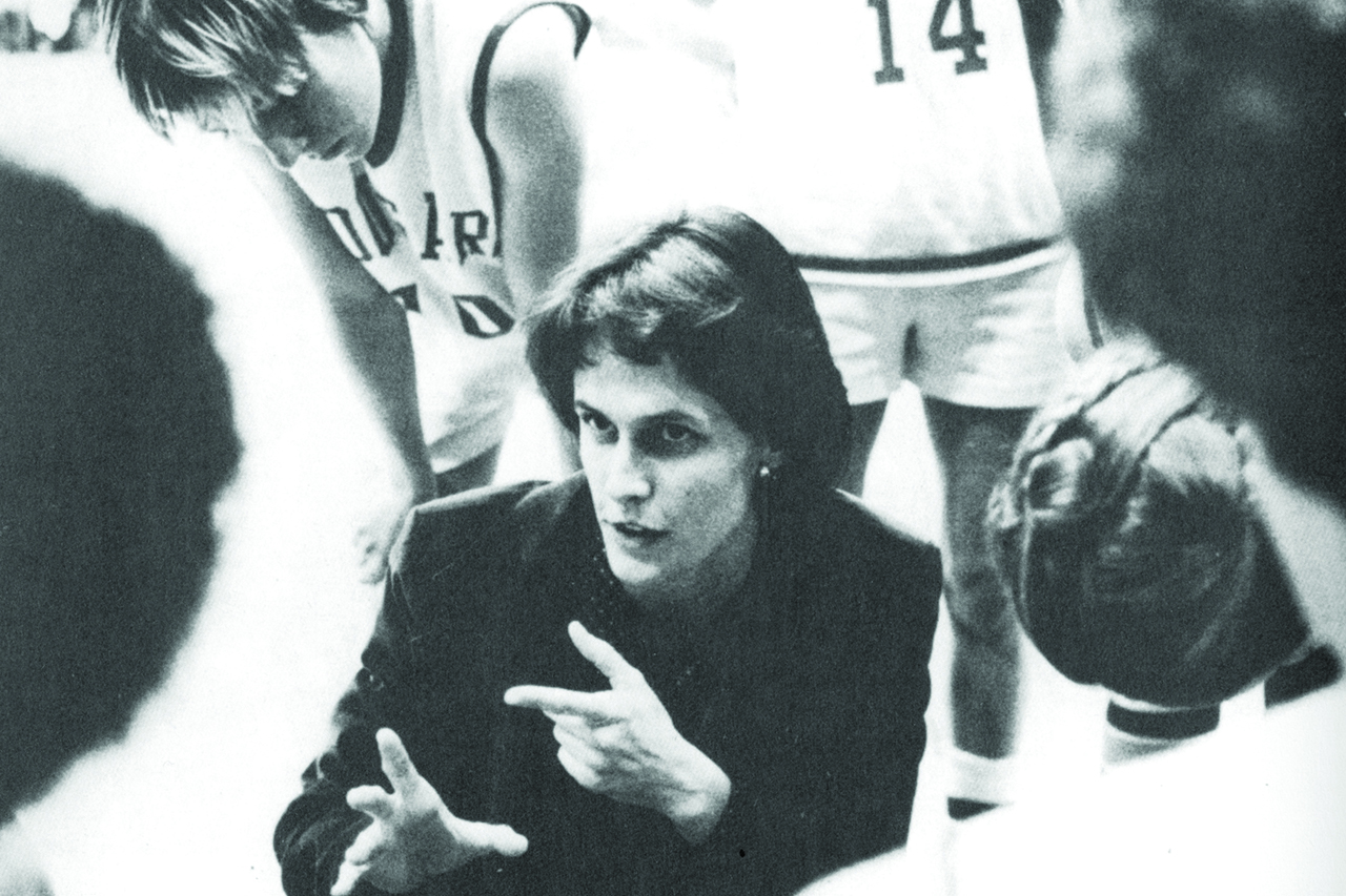 Nancy Wilson at a 1981 women’s basketball game.