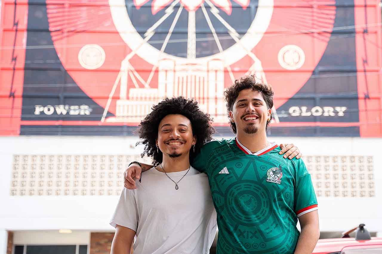 Jalen and Manny stand on Calhoun Street