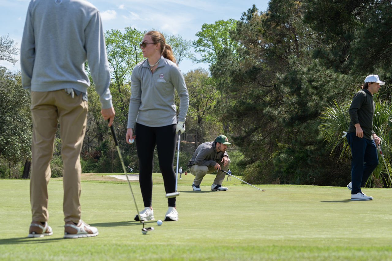 lining up a putt