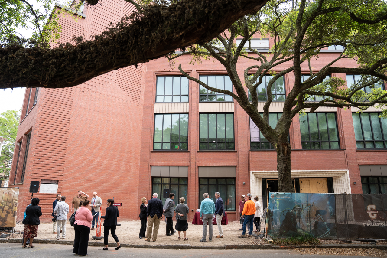 Gathering of people in front of the Stern Student Center