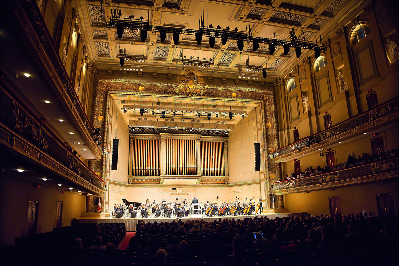 orchestra in Boston Symphony Hall