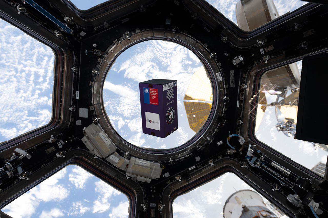Payload floating in space at the International Space station