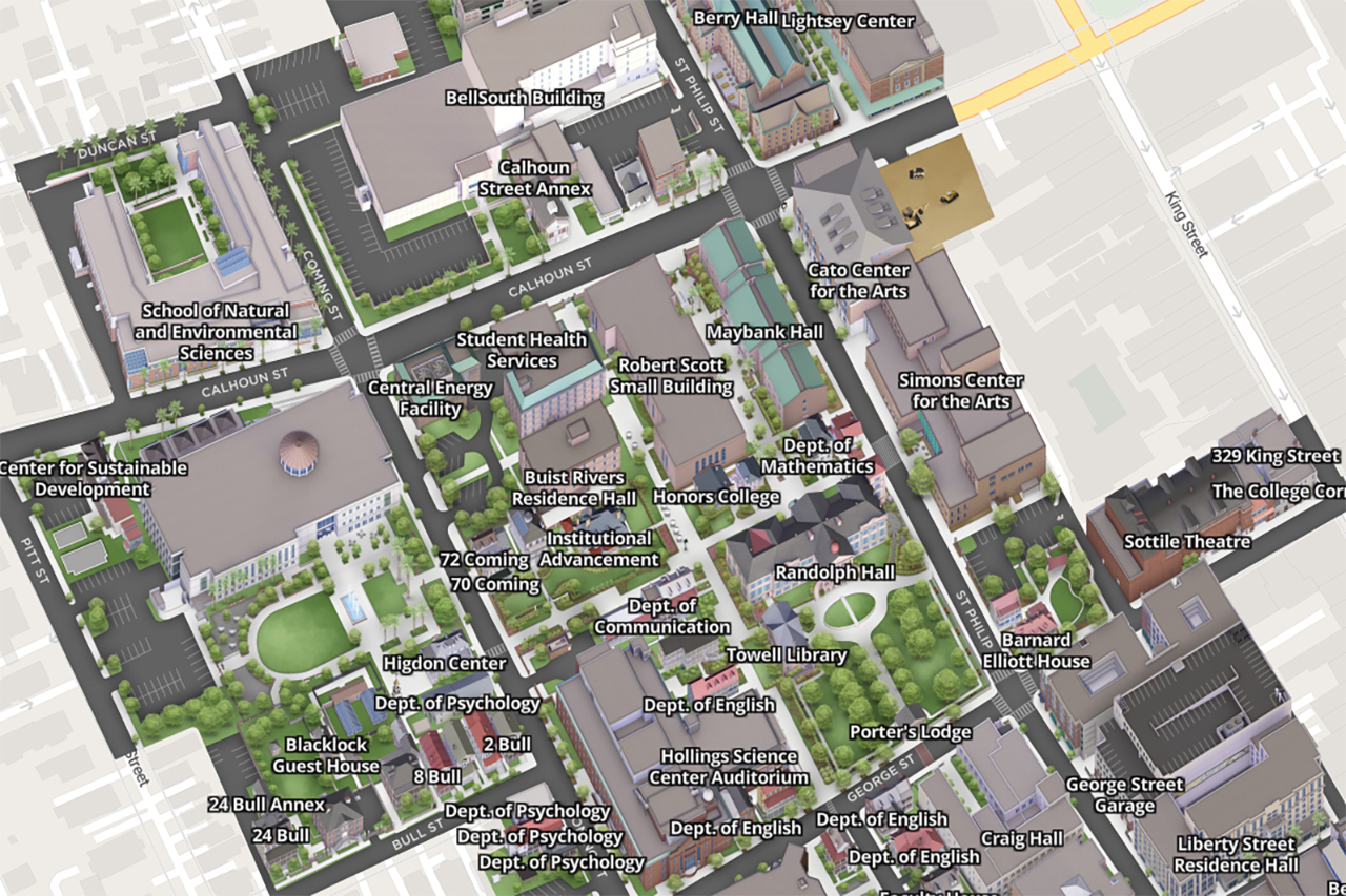 graphic map of the College of Charleston
