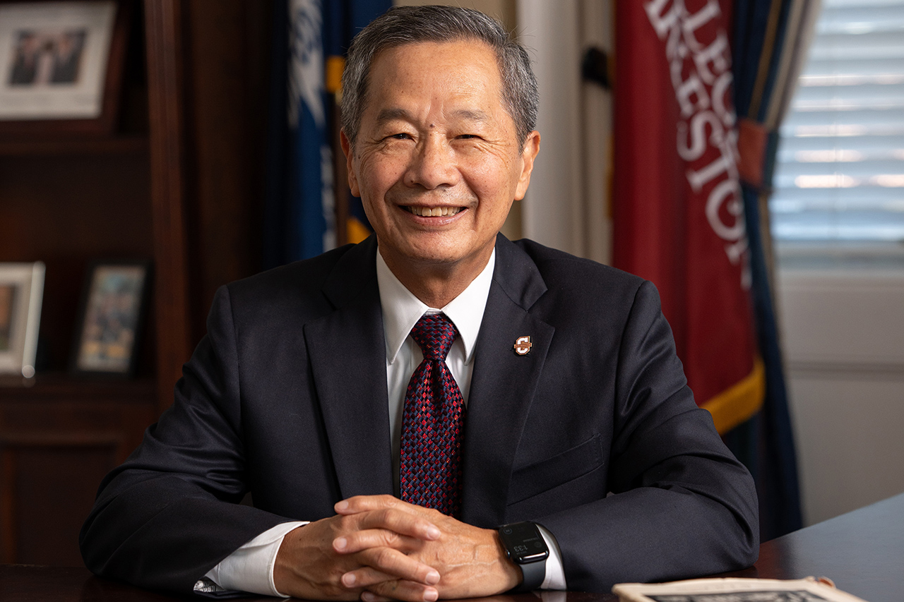 President Andrew T. Hsu at his desk