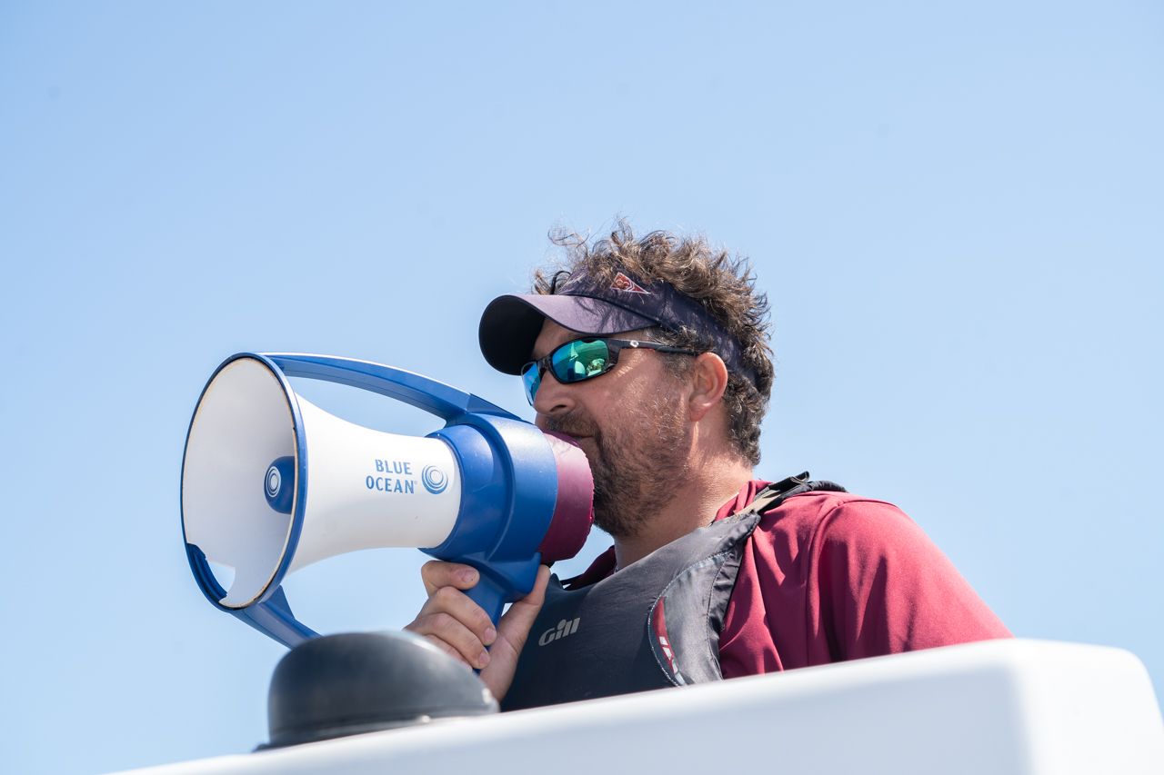 Sailing Teacher talks in Megaphone