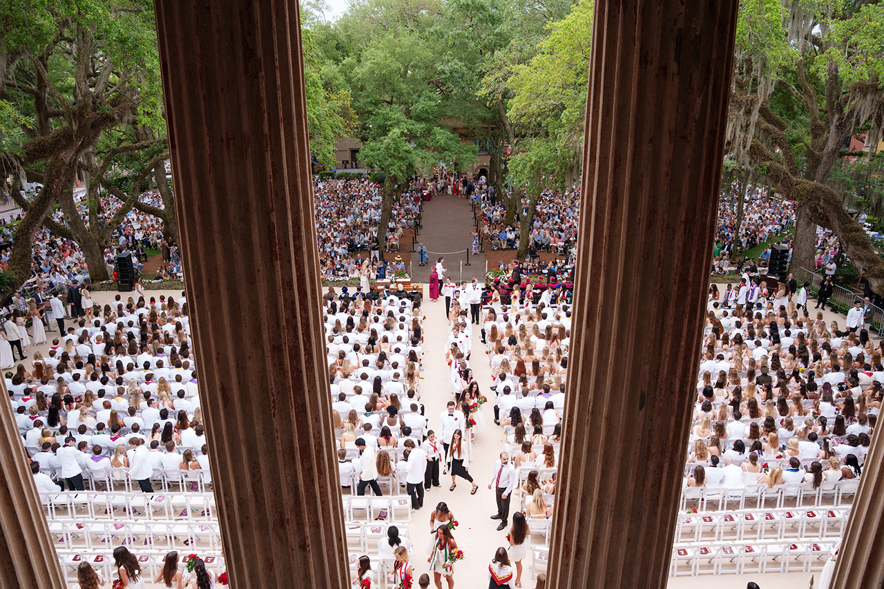 looking down into commencement stage