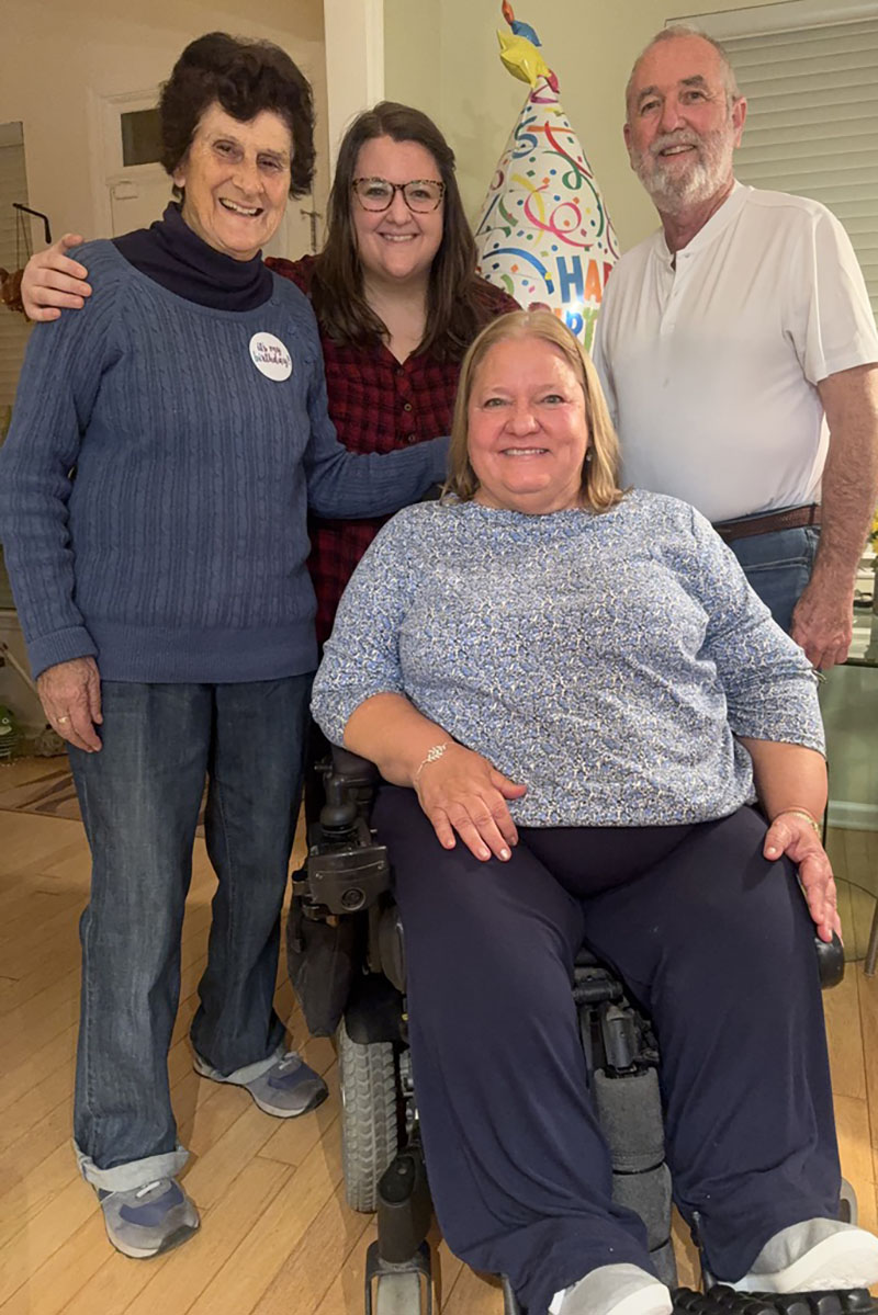 Clockwise: Judith Allen with Claire, Roger Long and Patti Long 