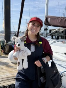 Allie Fransblow getting ready to go sailing