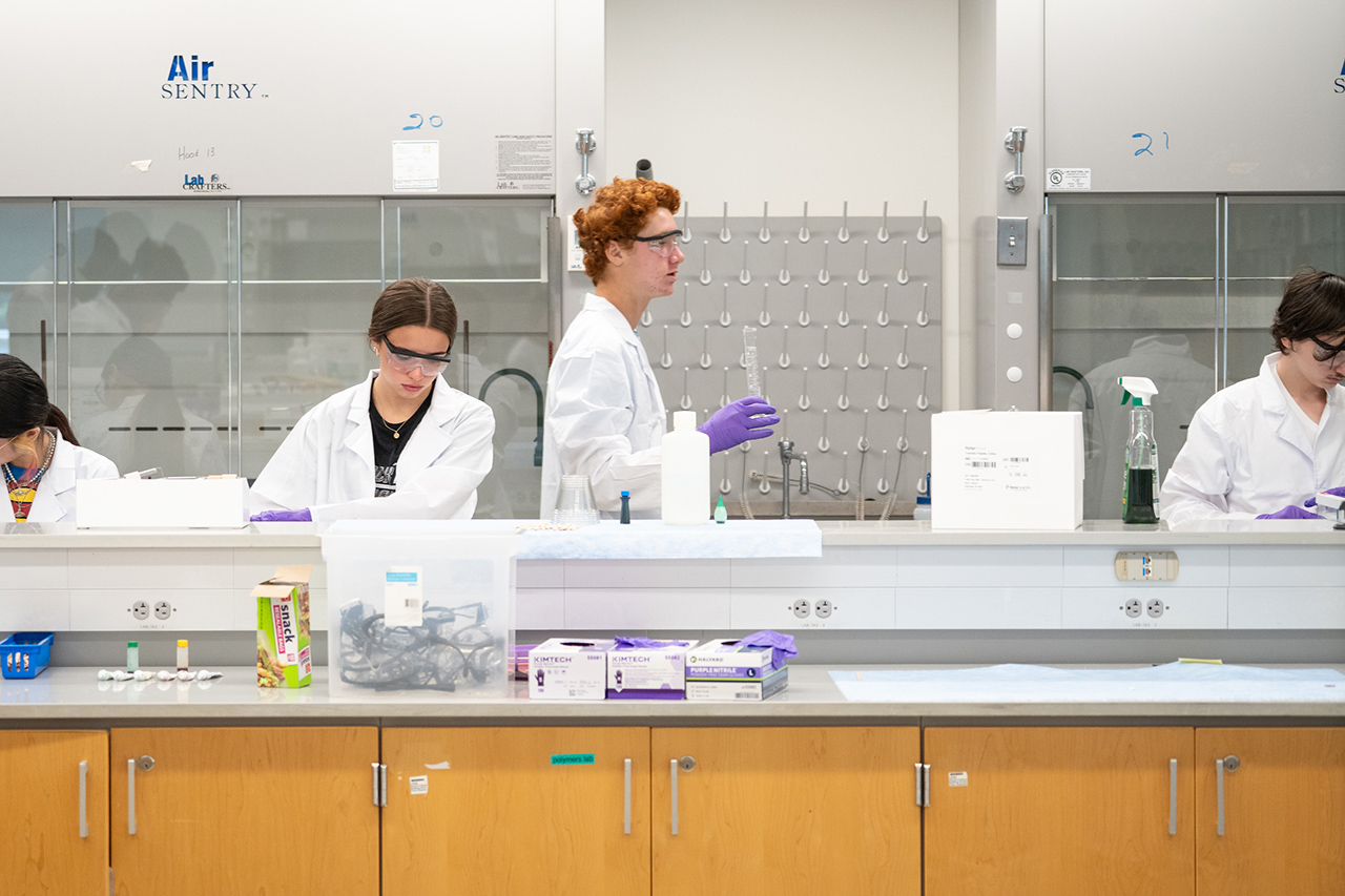 Students work at Chemistry Lab at the College of Charleston