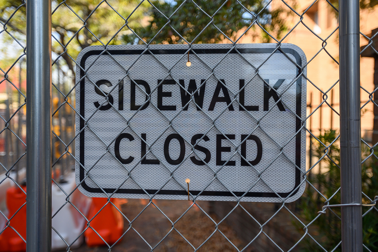sidewalk closed sign