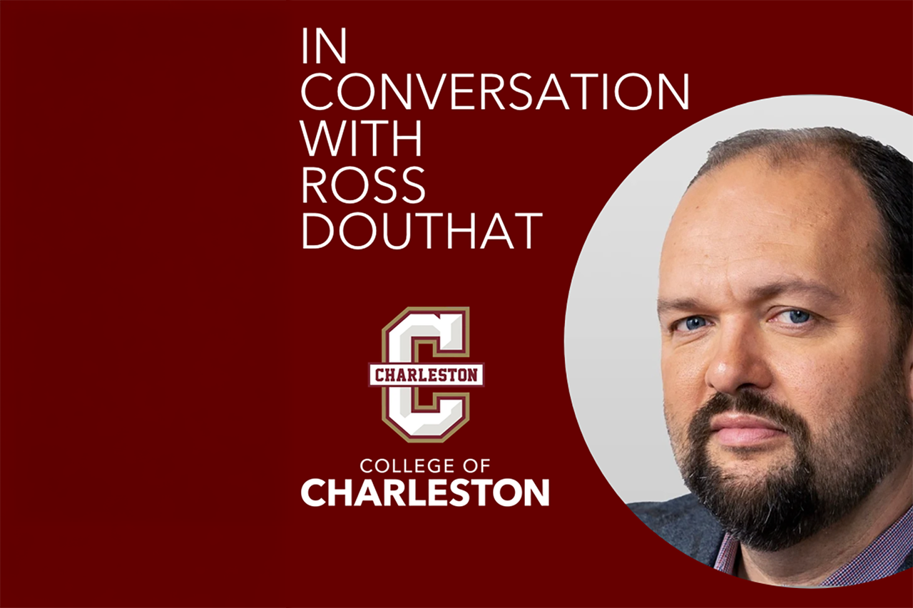 Ross Douthat image with CofC branding