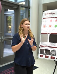 Sam Ford presenting at the Celebration of Summer Research Poster Session