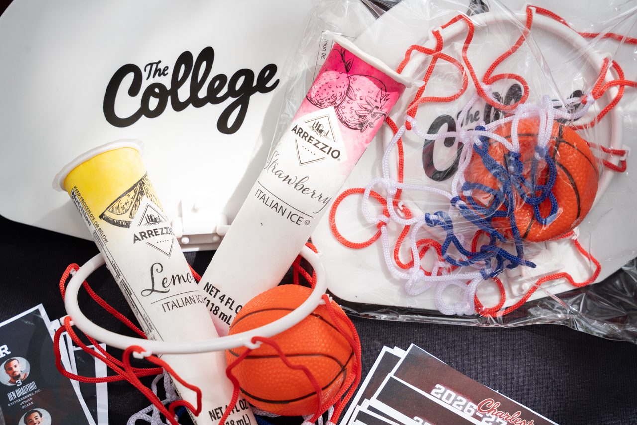 Close up of College of Charleston swag with ice pops